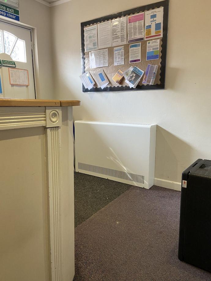 Standard steel radiator cover installation